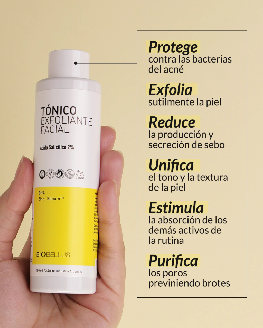 Tónico Exfoliante Facial con Ácido Salicílico - Imagen 2