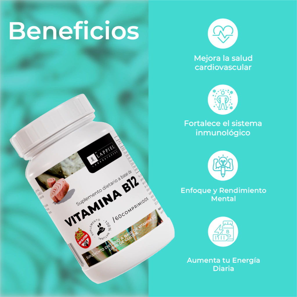 Vitamina B12 / Menos Fatiga Evitá la Anemia / 60 Comprimidos - LAPPIEL - Imagen 2