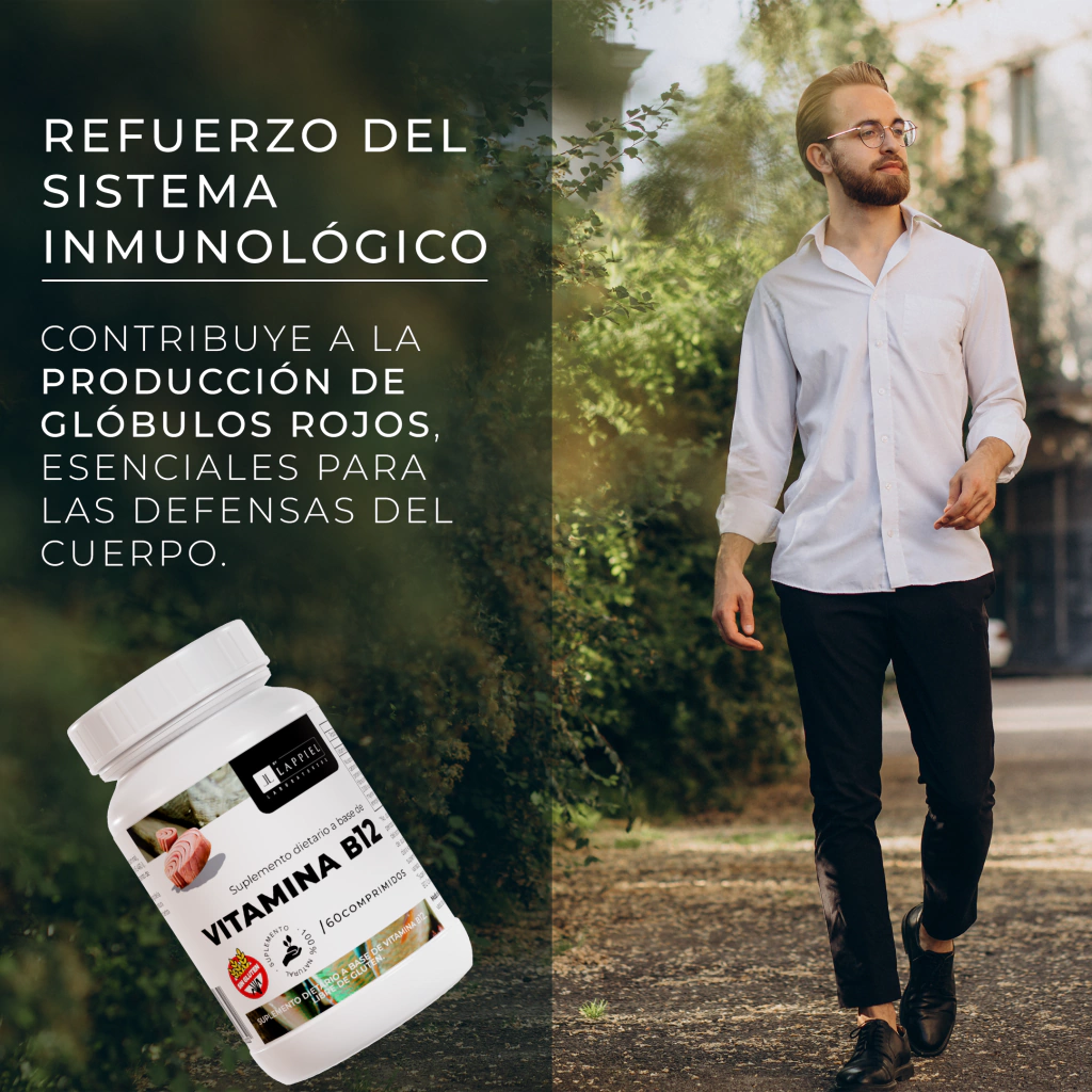 Vitamina B12 / Menos Fatiga Evitá la Anemia / 60 Comprimidos - LAPPIEL - Imagen 3