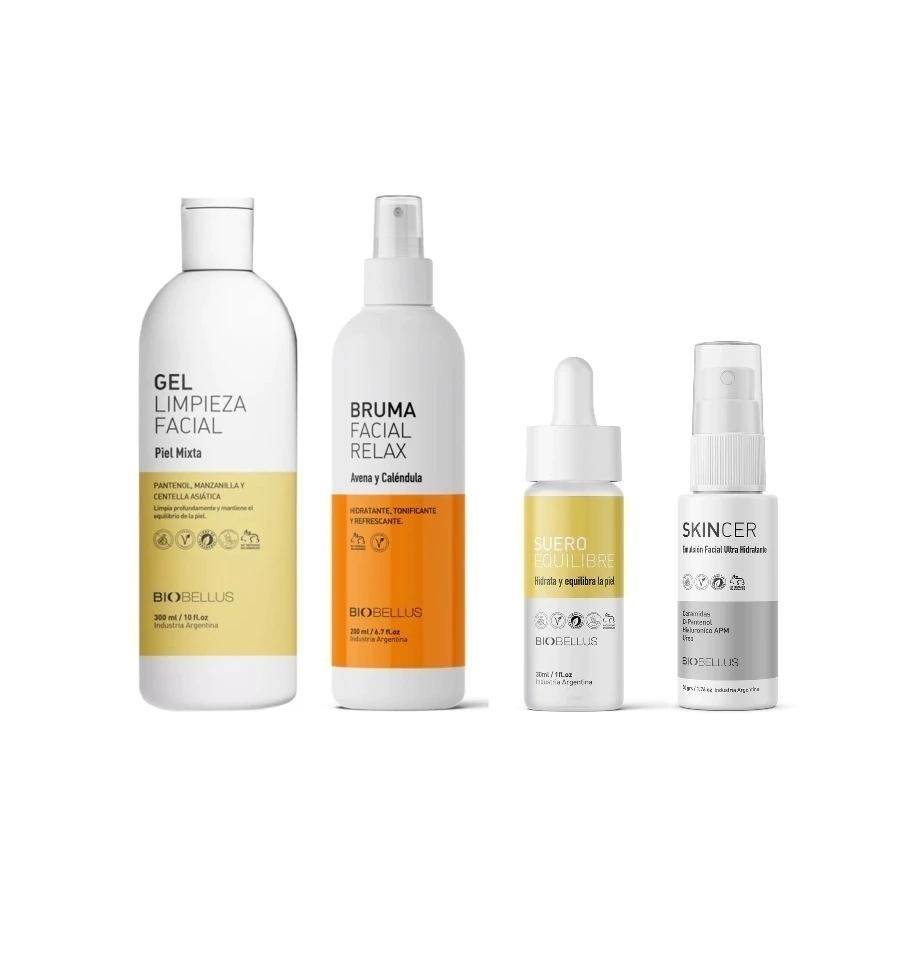 Combo Piel Grasa ( Gel Piel Mixta + Bruma Avena + Equilibre + Skin )